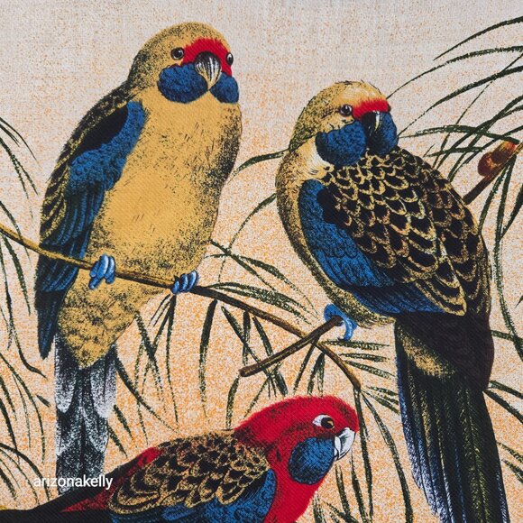 NWT Vintage Wool Parrot Rosella Scarf Perry Ellis Bird - Picture 4 of 10